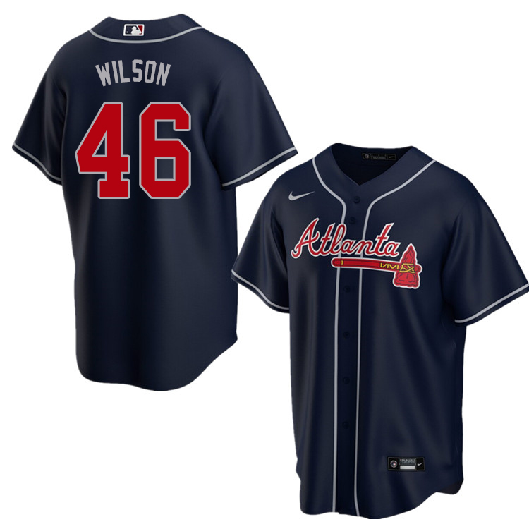 Nike Men #46 Bryse Wilson Atlanta Braves Baseball Jerseys Sale-Navy